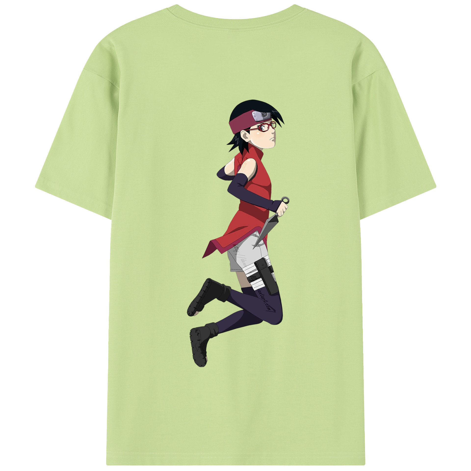 （画像用） NARUTO -ナルト- うちは サラダ Uchiha Sarada 綿100％半袖Tシャツ（背面プリント）